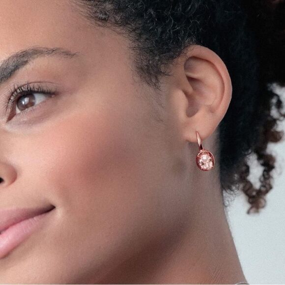 18K Rose Gold 925 with 4.00 Cttw Peach Morganite Oval Leverback Drop Earrings